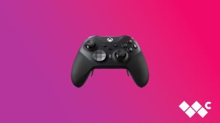Xbox Elite Series 2 controller on a pink gradient background